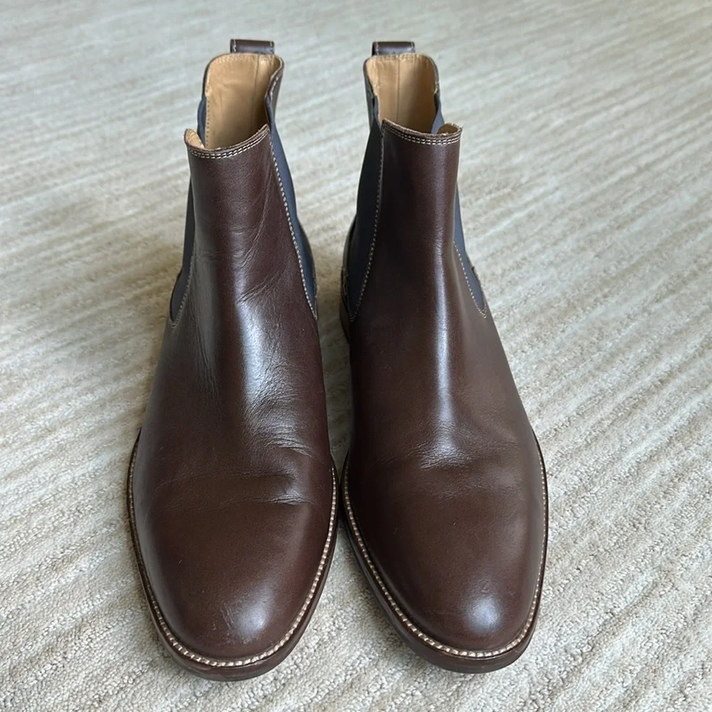 EUC Cole Haan Boots Hawthorne Leather Pull-On Chelsea Boots Brown Leather Size 9